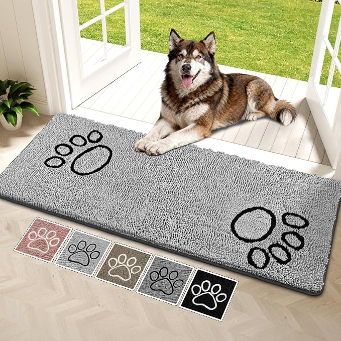 Super Absorbent Dog Door Mat, 60"*24“ Anti Slip Mat for Muddy Paws, Pet Rugs for Dirty Paws Washable That Absorbs Moisture and Dirt, for Dog Cage and Pet Resting Carpet