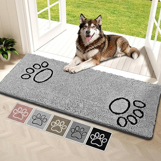 Super Absorbent Dog Door Mat, 60"*24“ Anti Slip Mat for Muddy Paws, Pet Rugs for Dirty Paws Washable That Absorbs Moisture and Dirt, for Dog Cage and Pet Resting Carpet