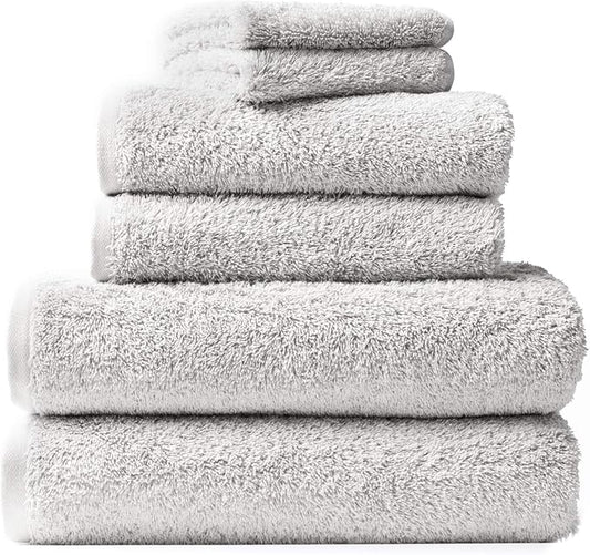 Coyuchi Cloud Loom Organic Towels, 6 Piece Set (Fog)