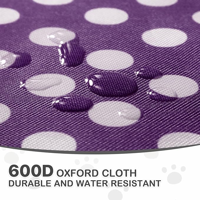 MoNiBloom 3 Wheels Pet Dog Cat Stroller for Small Medium Dogs Cats, Foldable Jogger Stroller w/Storage Basket and Cup Holder, Purple Polka Dots