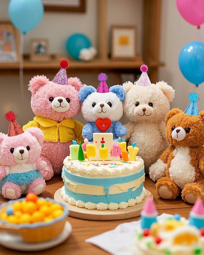 PET SHOW 20 Pack Mini Small Dog Hats with Sequin Puppy Birthday Party Hats for Stuffed Animals Cats Adjustable Holiday Hat Headband Kitten Pet Grooming Costume Accessories