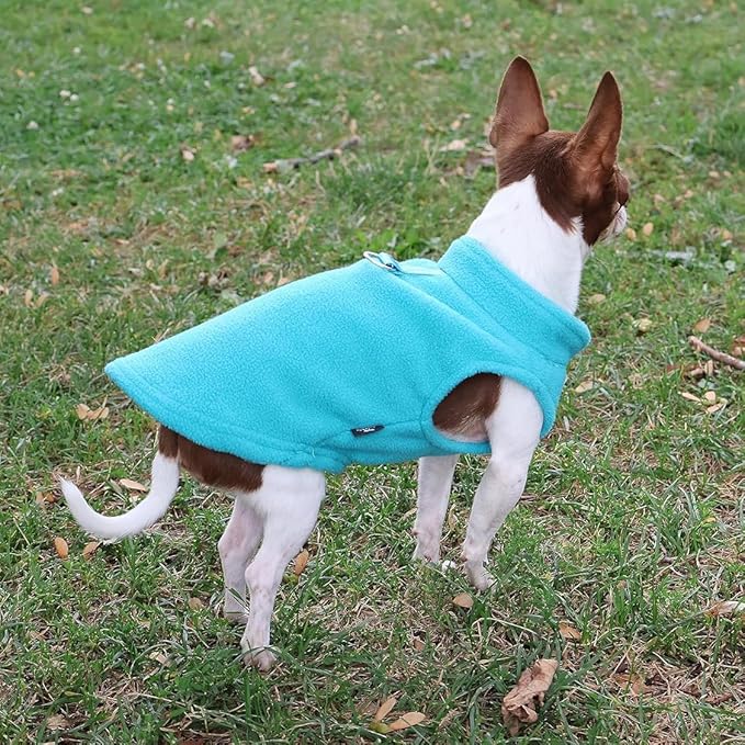 JACKO & CO - Fleece Vest Dog Sweater with Leash Ring - Soft, Warm & Lightweight Pullover Coat for Small & Medium Dogs, Puppies & Cats - Cozy Fall/Winter/Spring Pet Jacket (Turquoise, X-Large 17-25lbs)