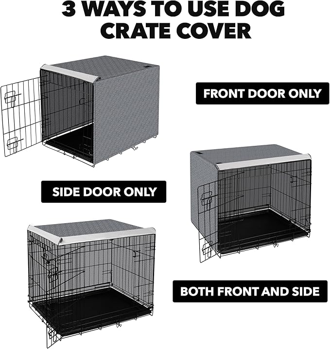 PetPrime Dog Crate Cover Breathable Polyester Indoor Durable Double Door Pet Kennel Cover Fit for 24-48 inches Wire Dog Crate Dog-Cover Only 30inch(30"x18"x21")