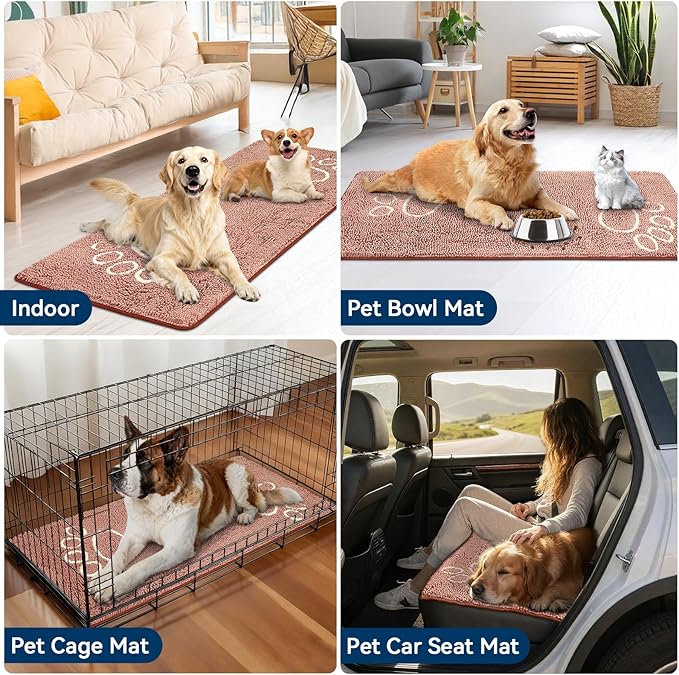 Super Absorbent Dog Door Mat, 60"*24“ Anti Slip Mat for Muddy Paws, Pet Rugs for Dirty Paws Washable That Absorbs Moisture and Dirt, for Dog Cage and Pet Resting Carpet