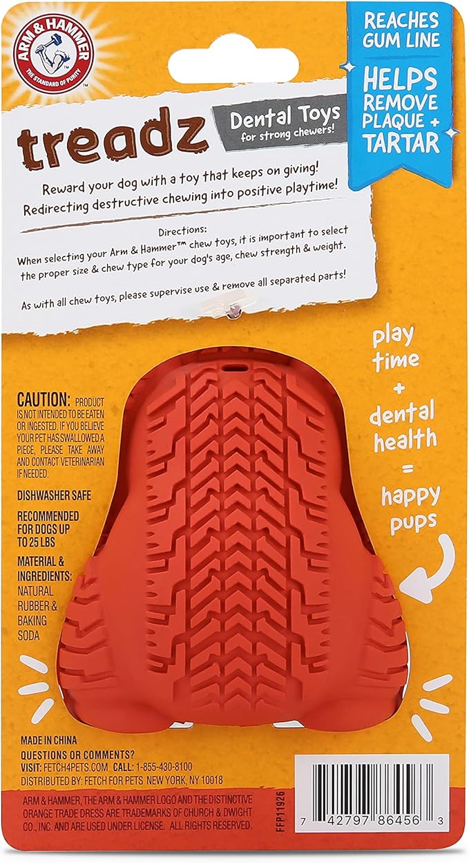 Arm & Hammer for Pets Super Treadz Mini Gorilla Dental Chew Toy for Dogs | Dog Dental Chew Toys Reduce Plaque & Tartar Buildup Without Brushing | for Dogs up to 25 Lbs, Small (1 Count)