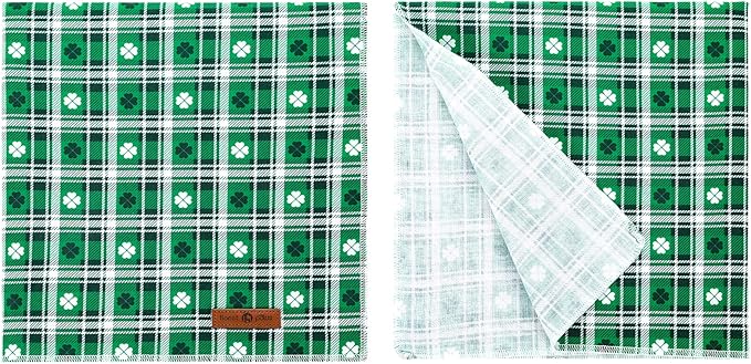 lionet paws St Patricks Dog Bandana for Small Medium Large Dogs, Cat Dog Kerchief Triangle Green Clover Bibs Scarf for Girl Boy