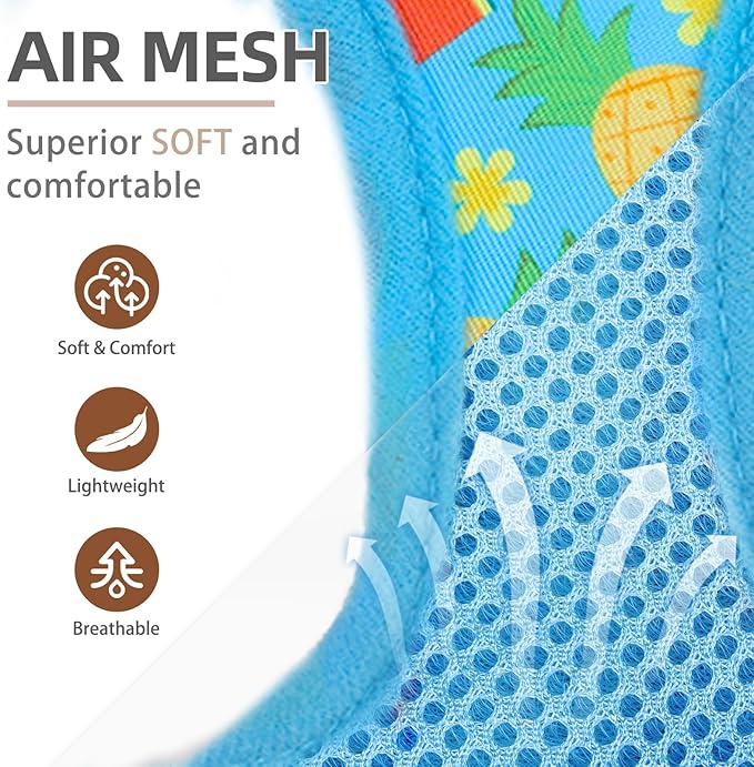 PUPTECK Adjustable Dog Harness Collar and Leash Set Step in No Pull Pet Harness for Small Medium Dogs Puppy and Cats Outdoor Walking Running, Soft Mesh Padded Reflective Vest Harnesses, Sky Blue S