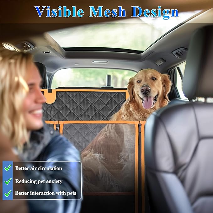 Dog Car Seat Cover for Back Seat, Hard Bottom Car Seat Cover for Dogs with Door Protectors, Waterproof Back Seat Extender for Dogs, Scratch-Resistant, Suitable for Cars