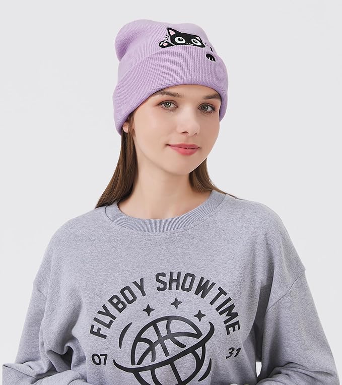 Cat Beanie Hats for Women Cute Cat Lovers Gifts Women's Winter Animal Knitted Hats for Girls