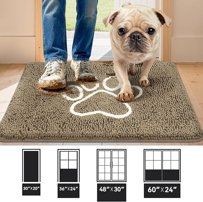 Super Absorbent Dog Door Mat, 36"*24“ Anti Slip Mat for Muddy Paws, Pet Rugs for Dirty Paws Washable That Absorbs Moisture and Dirt, for Dog Cage and Pet Resting Carpet