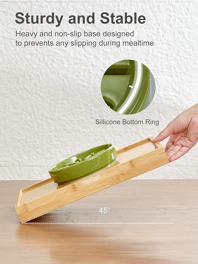 Ceramic Maze Dog Slow Feeder with Non-Slip Silicone Rim – Heavy-Duty Stoneware Bowl with Puzzle Pattern for Bloating & Obesity Prevention (Orange-M)