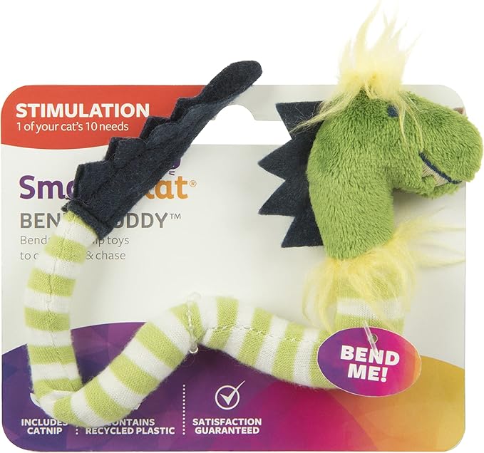 SmartyKat Bendy Buddy Bendable Catnip Cat Toy - Green, One Size (Pack of 2)