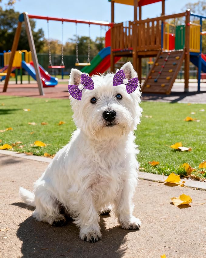 PET SHOW 20 Pack Leopard Dog Hair Bows with Alligator Clips for Small Medium Dogs Cheetah Bowknot Hair Clips Cat Puppy Yorkshire Rhinestone Grooming Hair Accessories for Birthday Party