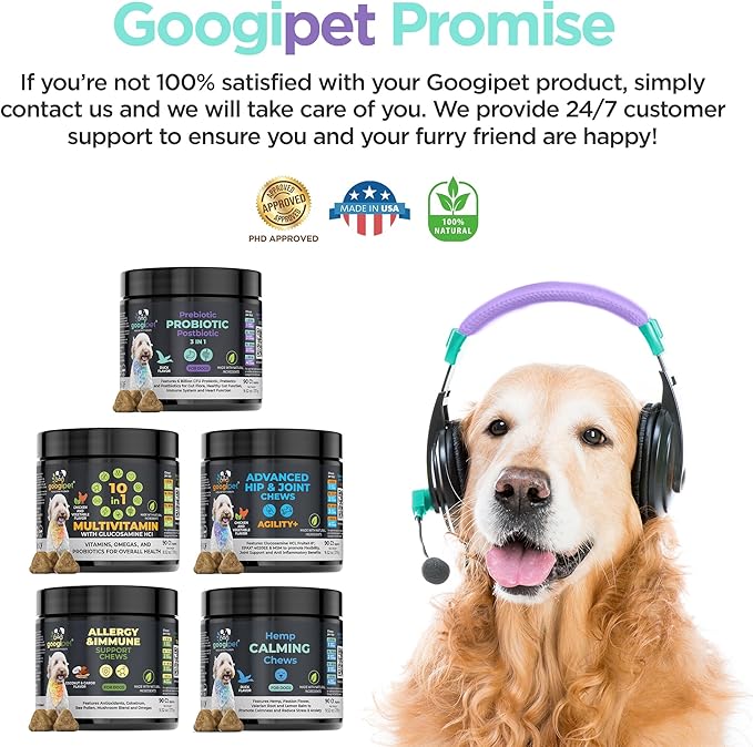 Googipet Probiotics for Dogs Digestive Health - Prebiotics and Probiotics Chews for Dogs Gut Health + Digestive Enzymes - Dog Probiotics for Yeast Itchy Skin Itchy Ears w/Papaya, Pumpkin, & Fiber