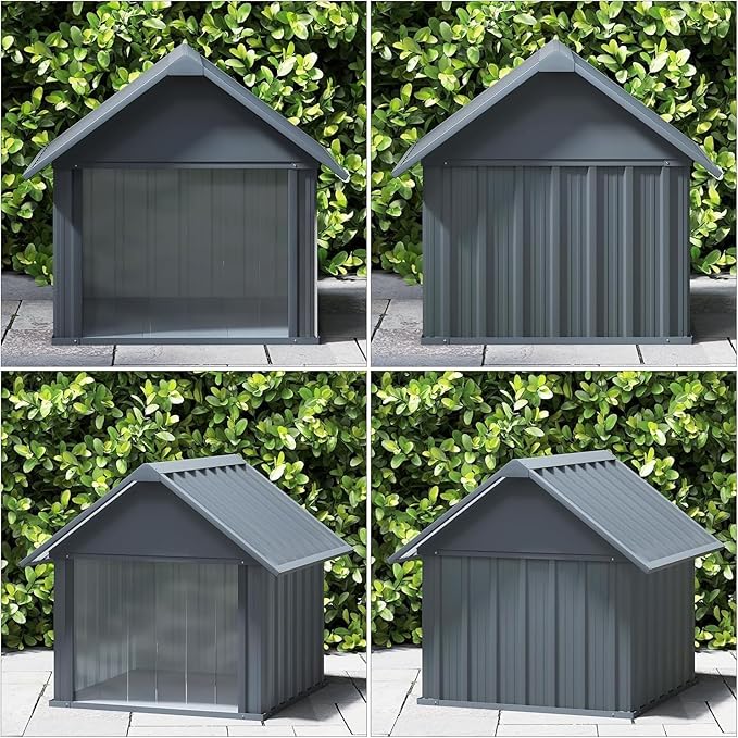 Erinnyees 36 Inch Dog House Outdoor with Door Curtain, Weatherproof Puppy Shelter for Medium Large Dogs with Anti-Chewing Iron Frame, Sturdy and Long-Lasting Dog Tent