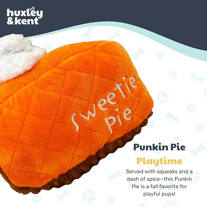 Huxley & Kent Funny Dog Toy w/Squeaker – Fall Power Plush Squeaky Dog Toys for Small, Medium & Large Dogs – Soft Stuffed Animal for Indoor Play & Fetch - Punkin Pie, Small