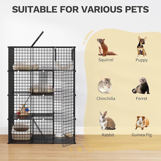 DWVO 4 Tier Large Cat Cage Indoor: Kitten Enclosure DIY Playpen Catio with Large Hammock for 1-3 Cats