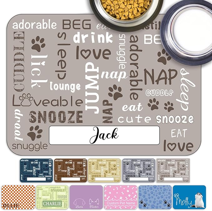 Personalized Dog Cat Food Mat Non-Slip Custom Dog Feed Placemat Water Absorbent Customized PU Mats for Pet Food and Water-Style3