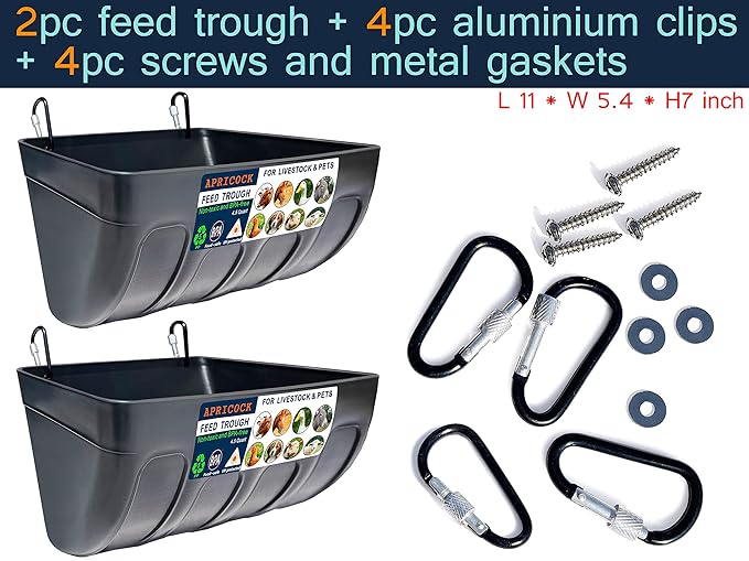 Chicken Feeder Waterer, Goat Feeder - 2 Pack, 5.5 Quart, for Goats Chickens Duck Sheeple Dogs Piglets Deers Gooses, Turkeys, Goat Supplies(Appearance Patent Product)