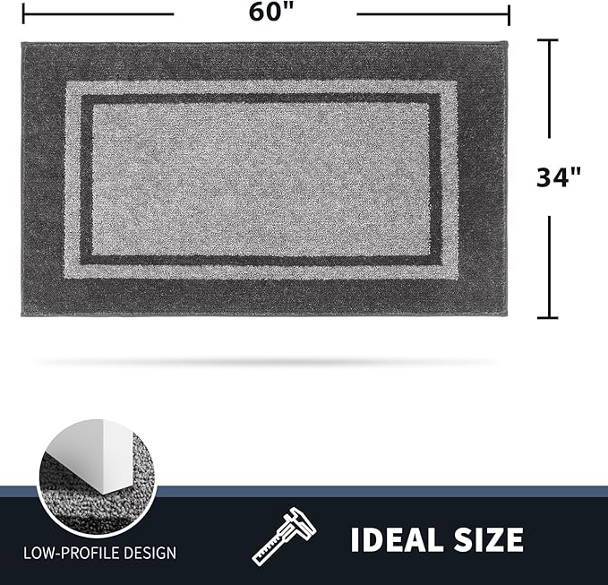 PURRUGS Dirt Trapping Door Mat 34" x 60", Non-Slip/Skid Machine Washable Entryway Rug, Shoes Scraper, Area Rug, Super Absorbent Welcome Mat for Muddy Wet Shoes and Paws, Light Grey & Dark Grey