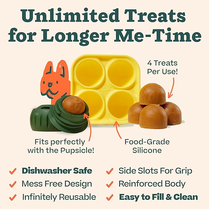 WOOF Pupsicle and Treat Tray - Long-Lasting Interactive Dog Toys and Silicone Dog Treat Mold - Keep Your Pup Busy - Easy to Clean - Dog Toys for XL Dogs 75 lbs and Up