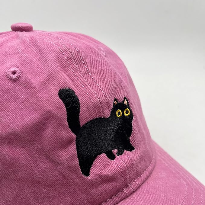 Black Cat Hat,Ragdoll Cat Embroidered Adjustable Cotton Baseball Cap for Men Women,Gifts for Cat Lovers