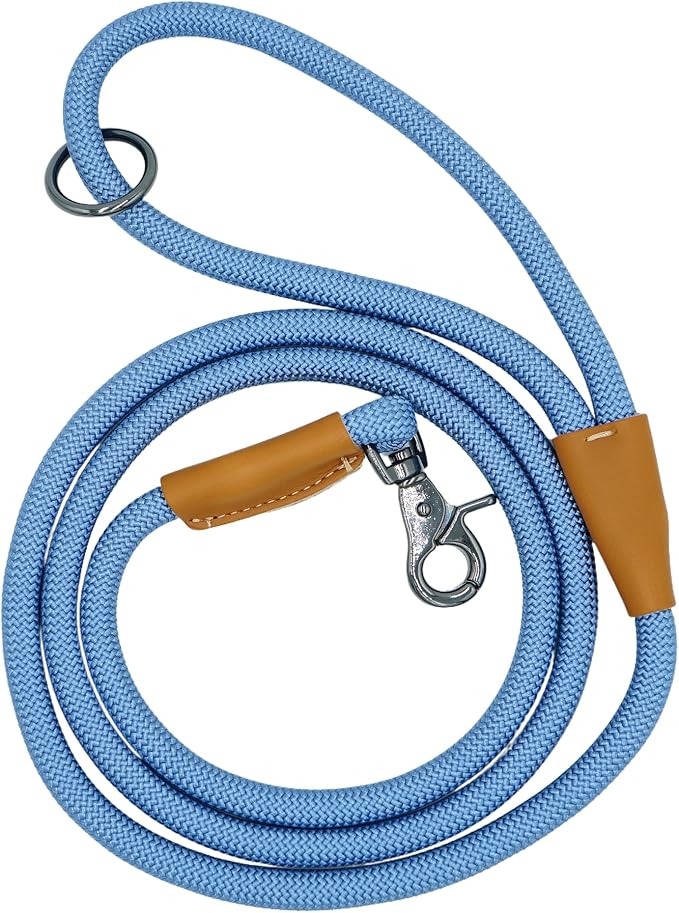 5FT Nylon Rope Dog Leash, Short Leash for Training Small Medium Large Dogs (Air Blue, 5FTx10MM)