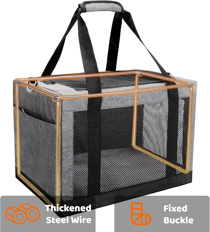 Soft Side Pet Carrier Bag with Shoulder Strap, Breathable Collapsible Mesh Cat Carrier for Cats and Dogs, TSA Airline Approved Travel Pet Carriers
