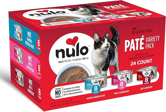 Nulo Variety Pack Pate Wet Canned Cat Food, 5.5 Ounce(Pack of 24)