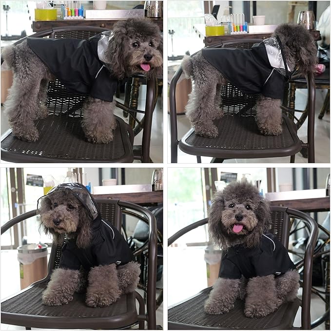 LoveLonglong Premium Waterproof Dog Raincoat with Reflective Safety Features Pet Raincoats for Large Medium Small Dogs Black XL