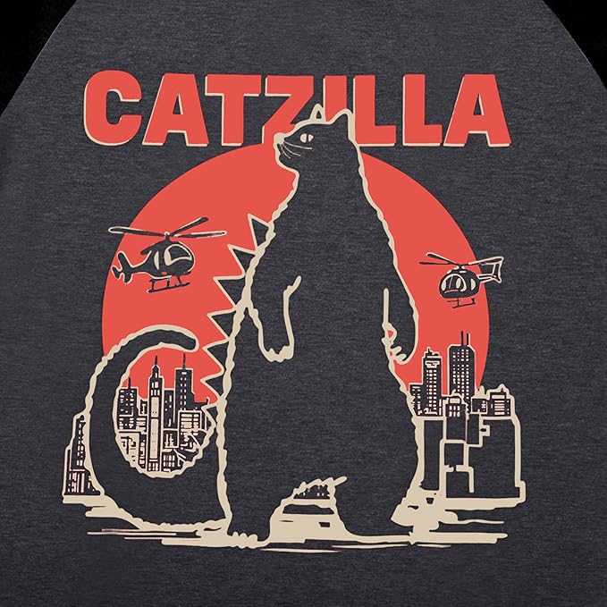 JINTING Cat Shirts for Women - Loose Fit Lightweight Long Sleeve Graphic Tee Fall Printed Crewneck Blouse Casual Tops