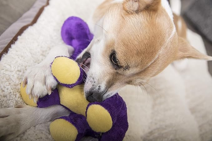goDog Dinos Bruto Squeaky Plush Dog Toy, Chew Guard Technology - Purple, Small