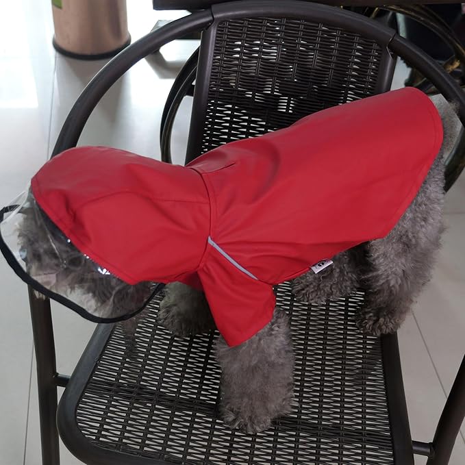 LoveLonglong Premium Waterproof Dog Raincoat with Reflective Safety Features Pet Raincoats for Large Medium Small Dogs Red XS