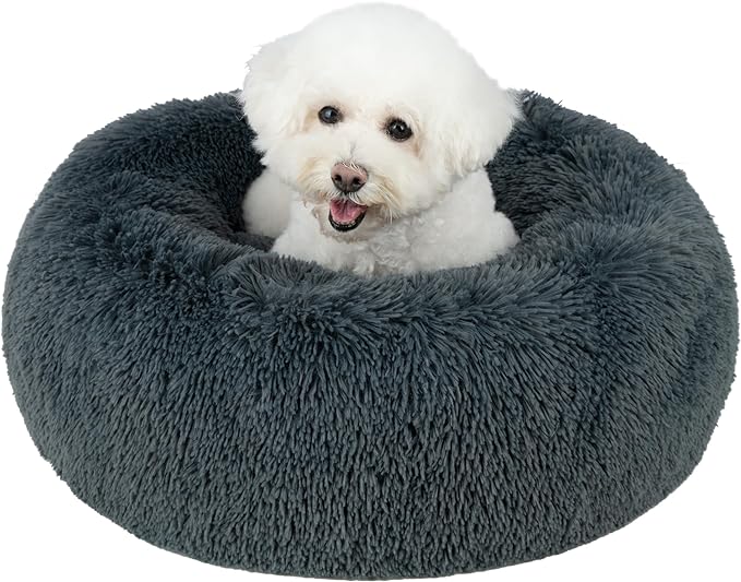 Best Pet Supplies Dog House Bed Crate Mat Tent Indoor Round Soft Plush for Small, Medium, and Large Breeds - Gray, 24 x 24 x 7