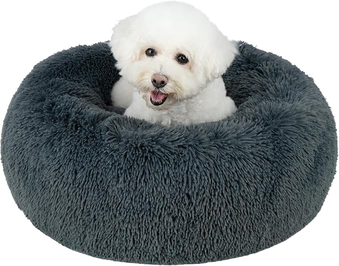 Best Pet Supplies Dog House Bed Crate Mat Tent Indoor Round Soft Plush for Small, Medium, and Large Breeds - Gray, 30 x 30 x 8