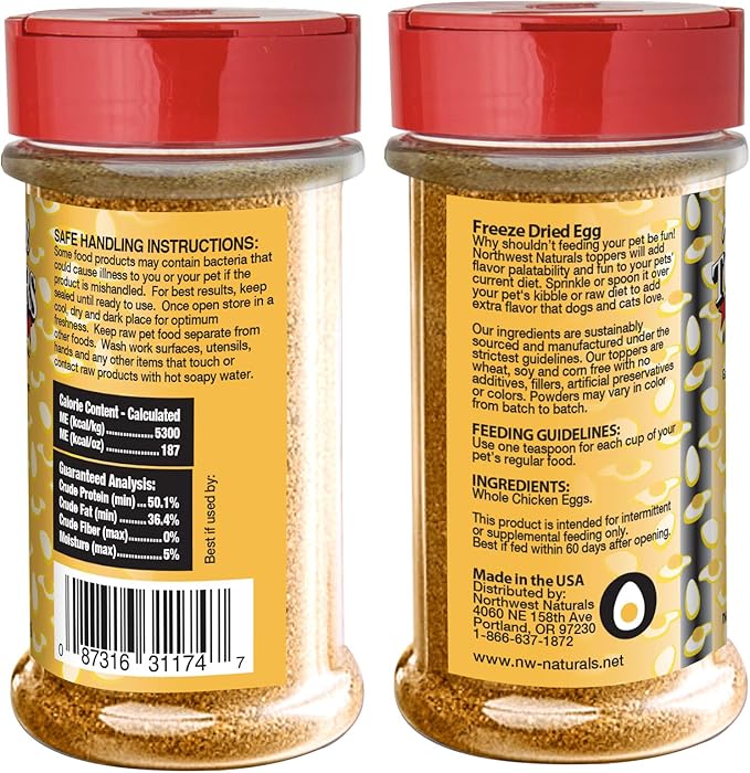 Northwest Naturals Freeze-Dried Whole Chicken Egg Functional Topper - for Dogs & Cats - Healthy, 1 Ingredient, Human Grade Ingredients, All Natural, Proudly Made in USA, 4 Oz (Pack of 1)