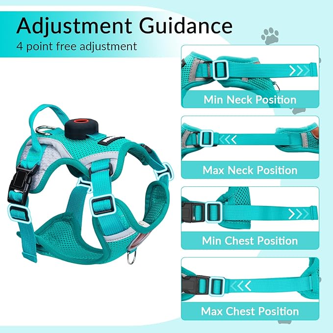 Cat Harness and Leash Set with AirTag Holder: Upgraded Escape Proof Vest with Lead for Small Dog Puppy Large Cat Walking，Soft Breathable Mesh Coat with Reflective Strip (Green, L)