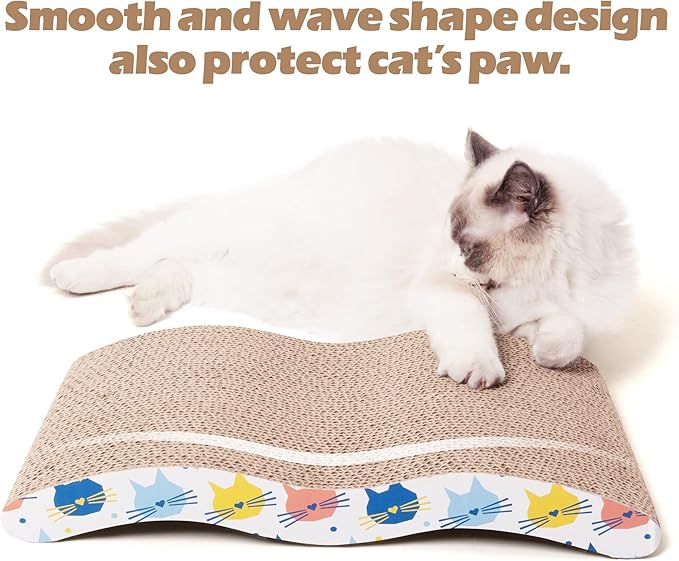 Pet Prime 3PCS Cat Scratcher Cardboard Board 3 Pack Cat Recycle Corrugated Scratching Pad Cat Scratching Lounge Sofa Bed Wave Shape Cat Scratch Pad with Catnip (3PCS)