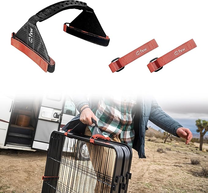 FXW Easy-Carry Straps, Fit 8-Panel of All Heights Dog Playpen, Designed for RV Trips, Orange│Patent Pending