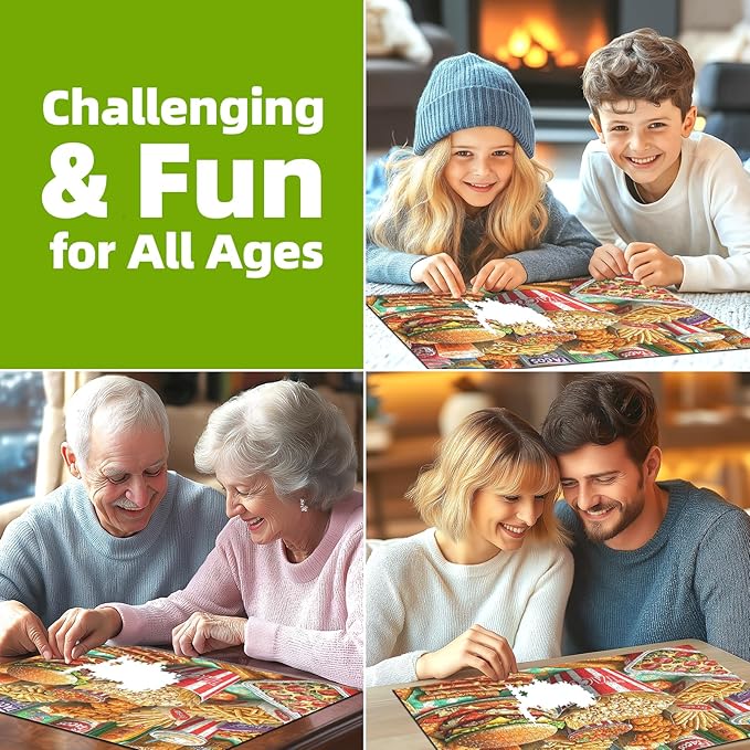 1000 Piece Puzzles for Adults, Super Delicious Tacos Food Burger & Fries Puzzle for Adults, Challenge Art Clearance Jigsaw Puzzles, for Gifts Birthday Party Game Family, 27.5 * 19.7 Inch Dust Free