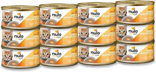 Nulo Freestyle Chicken & Chicken Liver Recipe Pate Wet Canned Cat Food, 2.8 Ounce (Pack of 12)