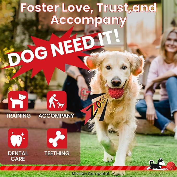 Apasiri Beef-Flavored Durable Dog Ball for Aggressive Chewers, Tough Squeaky Rubber Toy for Pitbulls Large & Medium Breeds