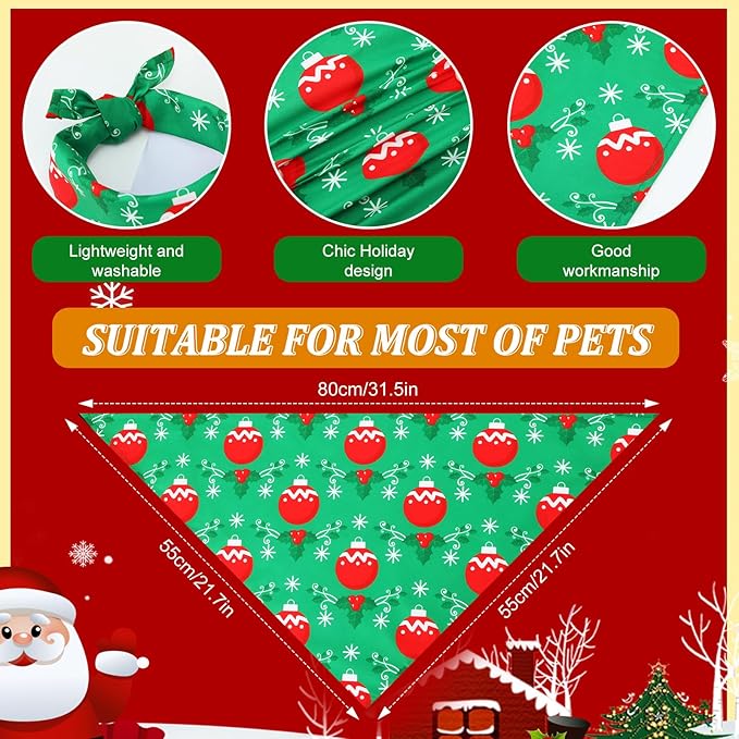 Abbylike 50 Pcs Christmas Dog Bandanas Bulk Xmas Bandanas for Dogs Triangle Kerchief Bibs Scarf Set for Pet Xmas Costume Photo Props Accessories Pet Shops Grooming, 25 Styles (31.5 x 21.7 x 21.7)