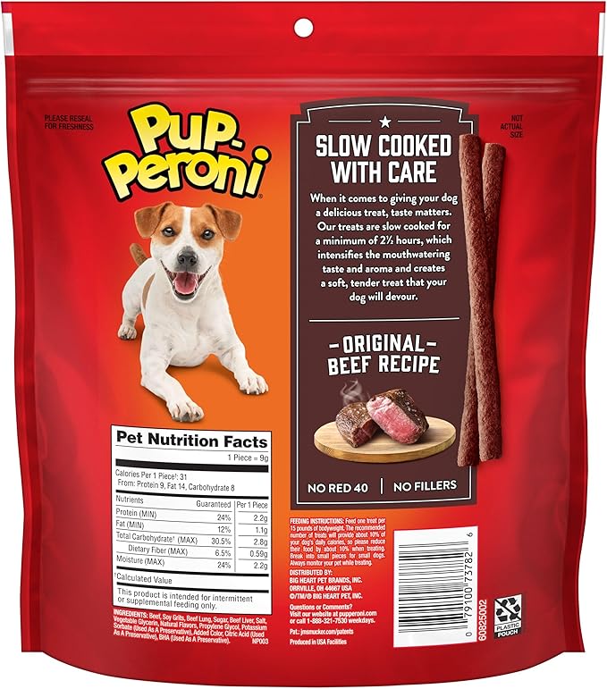 Pup-Peroni Dog Treats, Original Beef Flavor, 8.2 Ounce (Pack of 6), Made with Real Beef