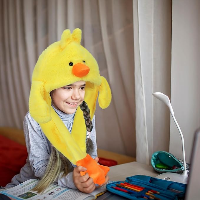 Animal Hat with Ears Moving Jumping Pop Up Beating Hat Plush Holiday Cosplay Dress Up Funny Gift for Kids