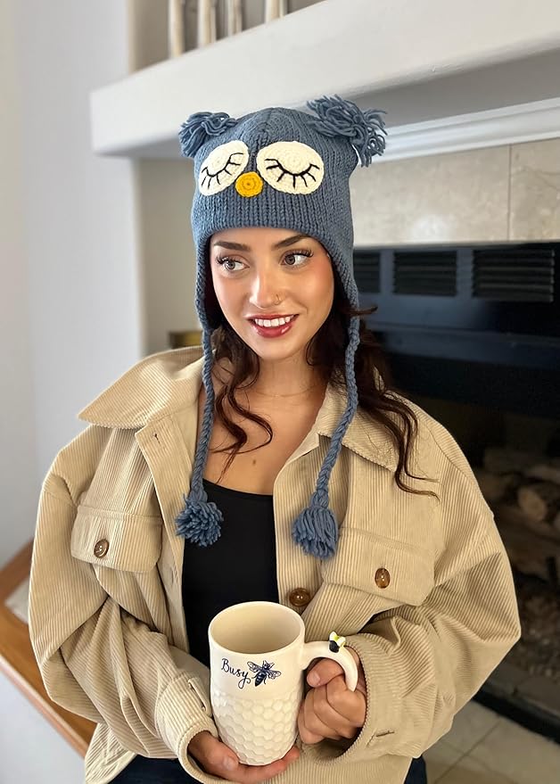 Humble Hilo Hand-Knitted Wool Animal Beanie - Easy Halloween Costume Hat for Anyone, Cute Winter Beanie Hats