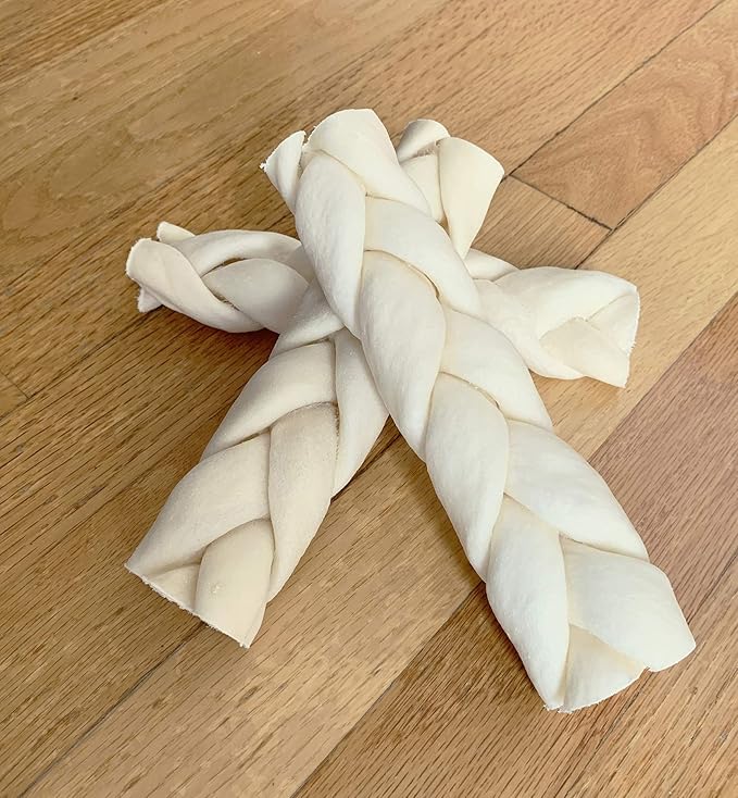 Pet Factory 100% Made in USA Beefhide 7" Braided Sticks Dog Chew Treats - Natural Flavor, 6 Count/1 Pack