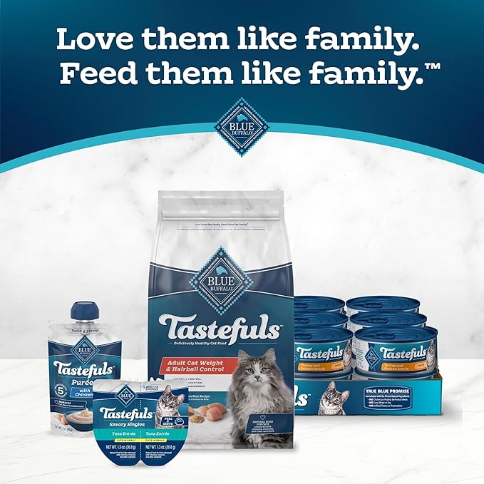 Blue Buffalo Tastefuls Weight & Hairball Control Natural Dry Food for Adult Cats, 3-lb. Resealable Bag