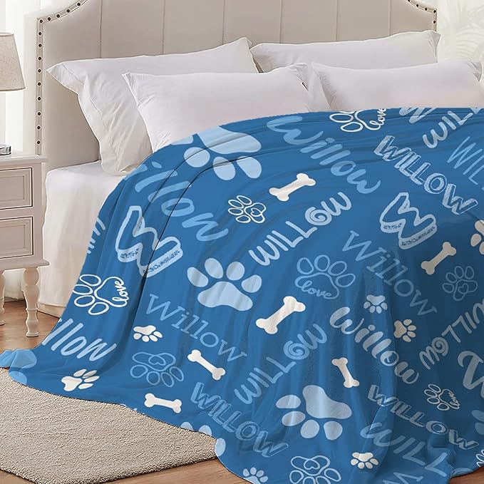 Personalized Pet Blanket,Custom Pet Blanket with Name Photo,Puppy Blanket Gift for Dogs Cats Lovers Mom Dad,Soft Cozy Fleece Throw for Bed Sofa Travel Medium 60"x50"