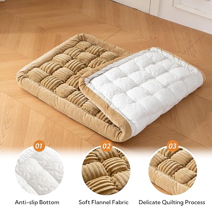 Soulbond Backseat Pet Bed Mat,Dog Bed for Car,Fuzzy Dog Seat Cover for Car Back Seat, Non-Slip Travel Pet Mat, Fit for Backseat Extenders and Seat Covers(Light Brown)